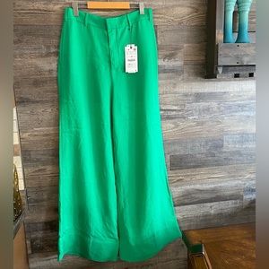 Zara green wide legged baggy trousers